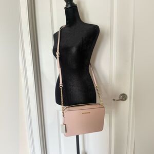 Michael Kors Jet Set chain pink light pink blush pale crossbody NEW
